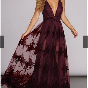 Morgan Formal Flocked Velvet Dress